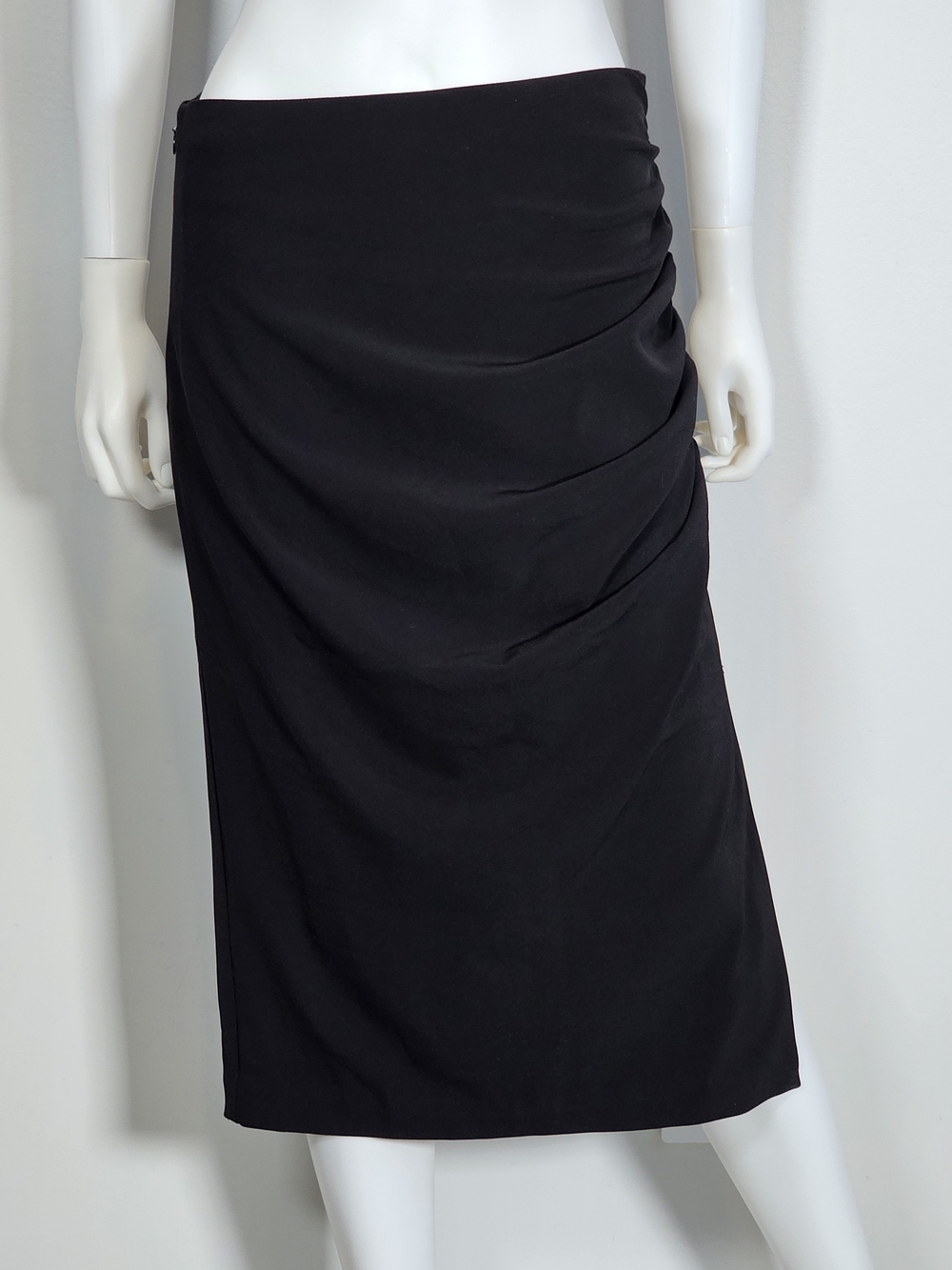 Marciano Guess Black Side Ruched Midi Pencil Skirt Sz 8